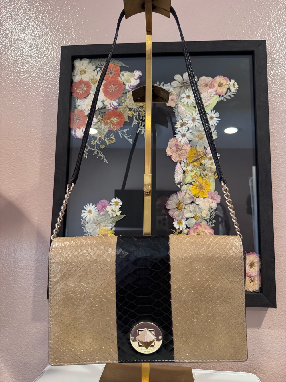 Kate Spade New York Little Nadine Sugar Beach Embossed Python Shoulder Bag.